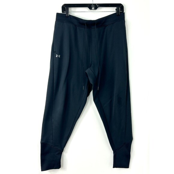 Under Armour Cold Gear Loose Sweat Pants Womens L Tapered Leg Full Length Black - Picture 1 of 9